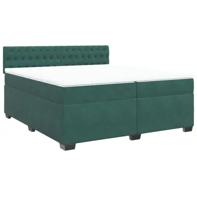 vidaXL Box spring postelja z vzmetnico temno zelena 200x200 cm žamet