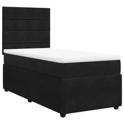 vidaXL Box spring postelja z vzmetnico črna 100x200 cm žamet