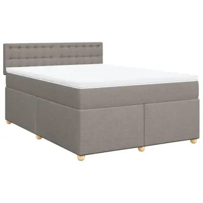 vidaXL Box spring postelja z vzmetnico taupe 160x200 cm blago