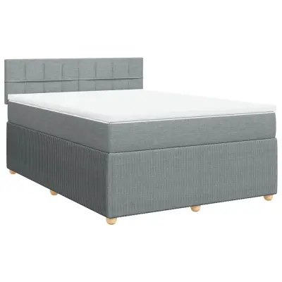 vidaXL Box spring postelja z vzmetnico svetlo siva 160x200 cm žamet