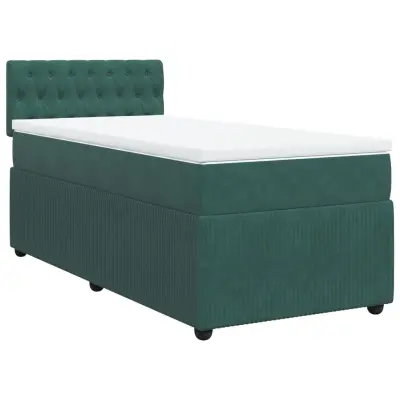 vidaXL Box spring postelja z vzmetnico temno zelena 80x200 cm žamet