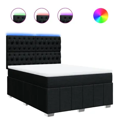 vidaXL Box spring posteljni z vzmetnico črn 140x190 cm blago