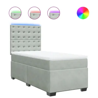 vidaXL Box spring postelja z vzmetnico svetlo siva 80x200 cm žamet