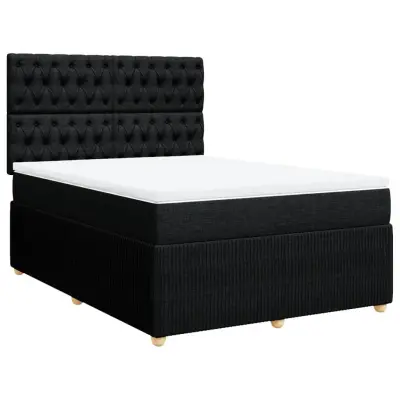 vidaXL Box spring posteljni z vzmetnico črn 140x190 cm blago