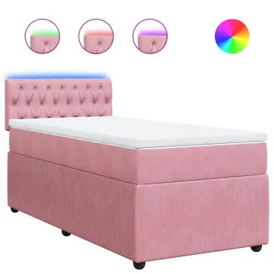 vidaXL Box spring postelja z vzmetnico roza 100x200 cm žamet