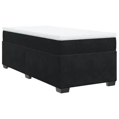 vidaXL Box spring postelja z vzmetnico črna 90x200 cm žamet