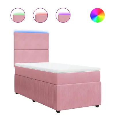 vidaXL Box spring postelja z vzmetnico roza 100x200 cm žamet