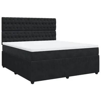 vidaXL Box spring postelja z vzmetnico črna 180x200 cm žamet