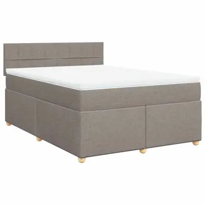 vidaXL Box spring postelja z vzmetnico taupe 140x190 cm blago