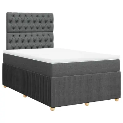 vidaXL Box spring postelja z vzmetnico temno siva 120x190 cm blago
