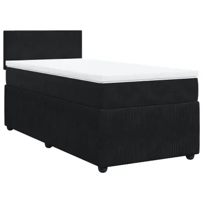 vidaXL Box spring postelja z vzmetnico črna 100x200 cm žamet