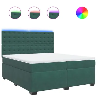 vidaXL Box spring postelja z vzmetnico temno zelena 200x200 cm žamet