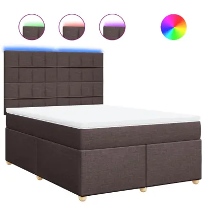vidaXL Box spring postelja z vzmetnico temno rjava 160x200 cm blago