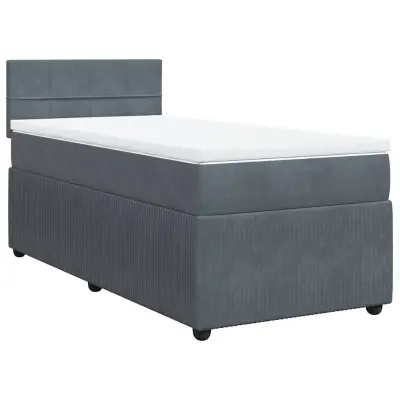 vidaXL Box spring postelja z vzmetnico temno siva 100x200 cm žamet