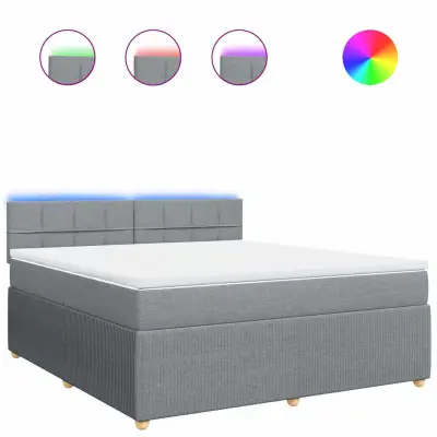 vidaXL Box spring postelja z vzmetnico svetlo siva 180x200 cm blago