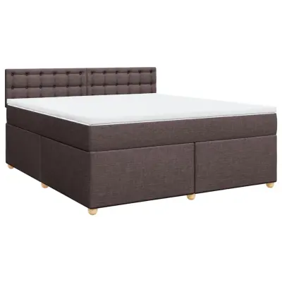 vidaXL Box spring postelja z vzmetnico temno rjava 180x200 cm blago