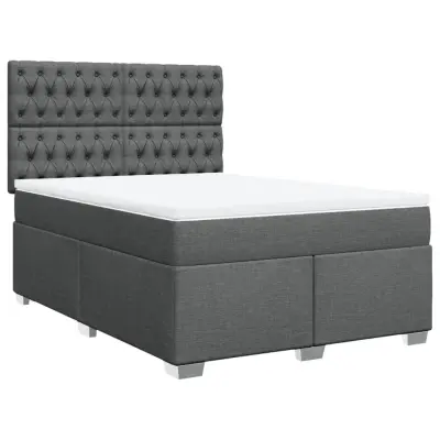 vidaXL Box spring posteljni z vzmetnico temno siv 140x190 cm blago