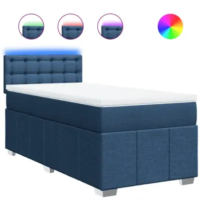 vidaXL Box spring postelja z vzmetnico modra 100x200 cm blago
