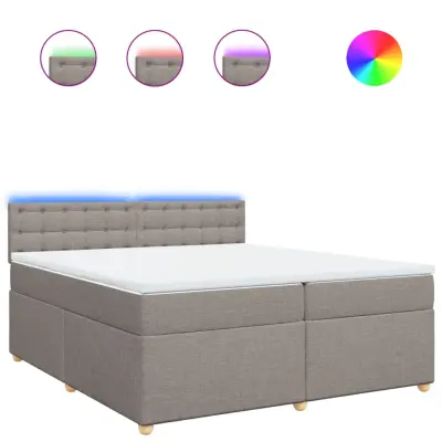 vidaXL Box spring postelja z vzmetnico taupe 200x200 cm blago