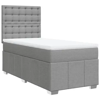 vidaXL Box spring postelja z vzmetnico svetlo siva 90x190 cm blago