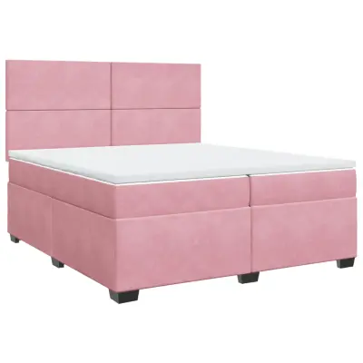 vidaXL Box spring postelja z vzmetnico roza 200x200 cm žamet
