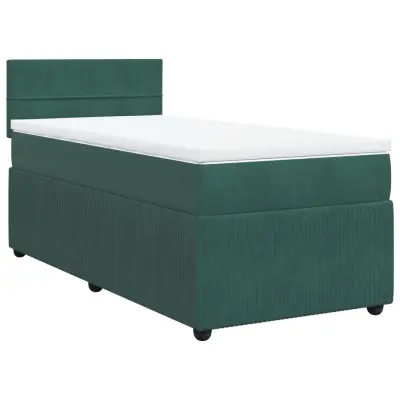 vidaXL Box spring postelja z vzmetnico temno zelena 100x200 cm žamet