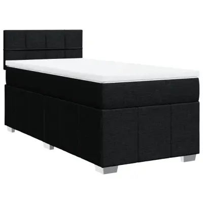 vidaXL Box spring postelja z vzmetnico črna 100x200 cm blago