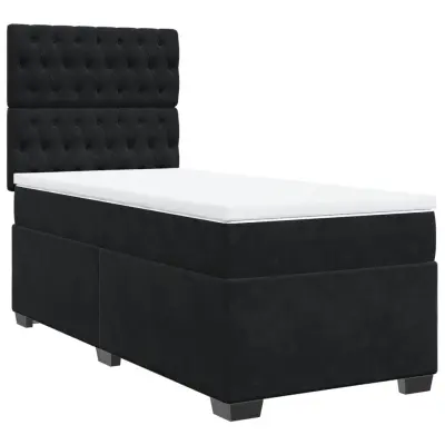 vidaXL Box spring postelja z vzmetnico črn 90x190 cm žamet