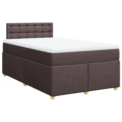 vidaXL Box spring postelja z vzmetnico temno rjav 120x200 cm blago