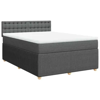 vidaXL Box spring posteljni z vzmetnico temno siv 140x190 cm blago