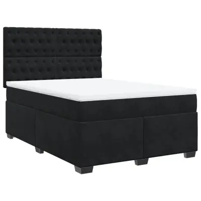 vidaXL Box spring postelja z vzmetnico črna 140x200 cm žamet