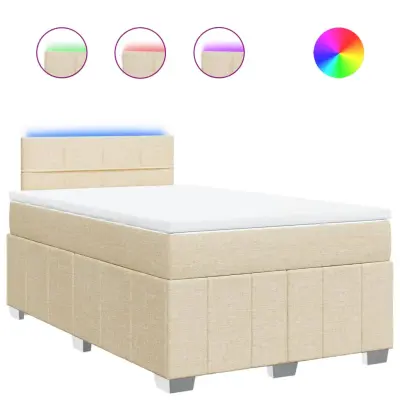 vidaXL Box spring postelja z vzmetnico krem 120x190 cm blago