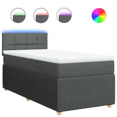 vidaXL Box spring postelja z vzmetnico temno siva 80x200 cm blago