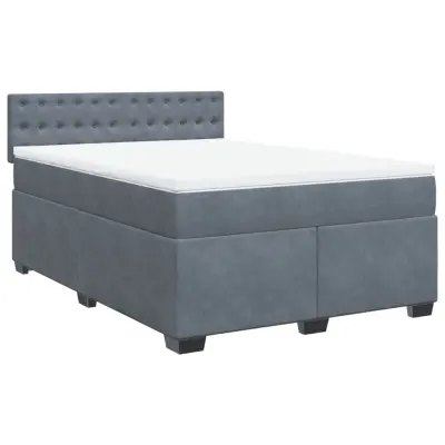 vidaXL Box spring postelja z vzmetnico temno siva 140x200 cm žamet