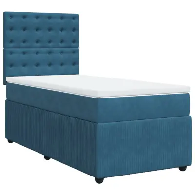 vidaXL Box spring postelja z vzmetnico temno modra 80x200 cm žamet
