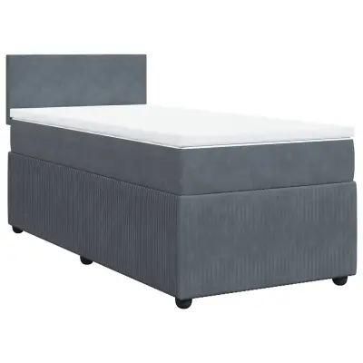 vidaXL Box spring postelja z vzmetnico temno siva 100x200 cm žamet