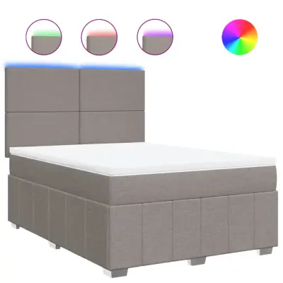 vidaXL Box spring postelja z vzmetnico taupe 140x190 cm blago