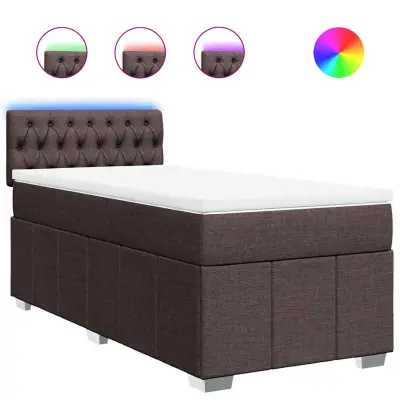 vidaXL Box spring postelja z vzmetnico temno rjava 90x200 cm blago