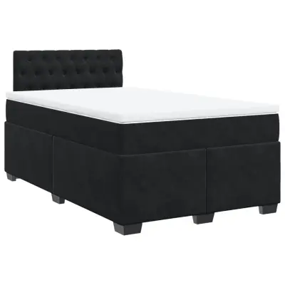 vidaXL Box spring postelja z vzmetnico črna 120x200 cm žamet