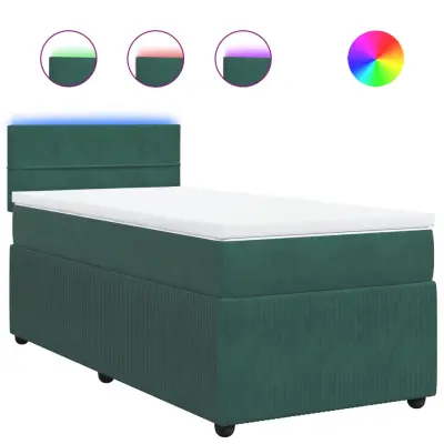 vidaXL Box spring postelja z vzmetnico temno zelena 100x200 cm žamet