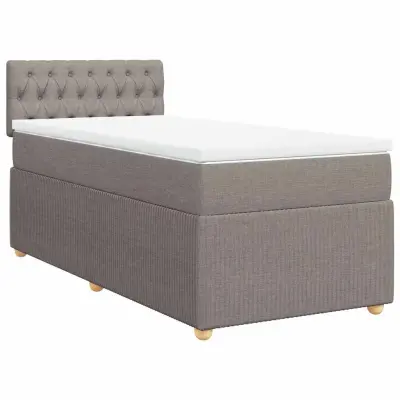 vidaXL Box spring postelja z vzmetnico taupe 90x200 cm blago