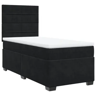 vidaXL Box spring postelja z vzmetnico črna 80x200 cm žamet