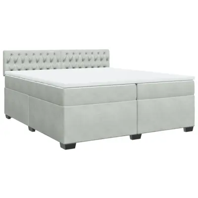 vidaXL Box spring postelja z vzmetnico svetlo siva 200x200 cm žamet
