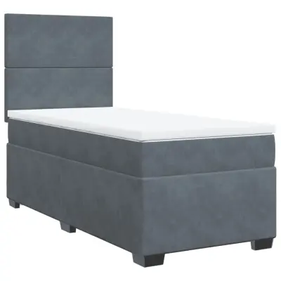 vidaXL Box spring postelja z vzmetnico temno siva 80x200 cm žamet