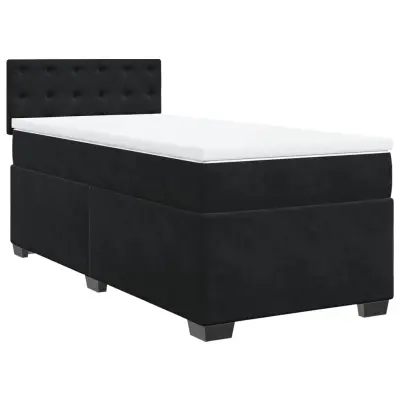 vidaXL Box spring postelja z vzmetnico črna 90x200 cm žamet