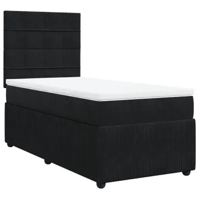 vidaXL Box spring postelja z vzmetnico črna 90x200 cm žamet