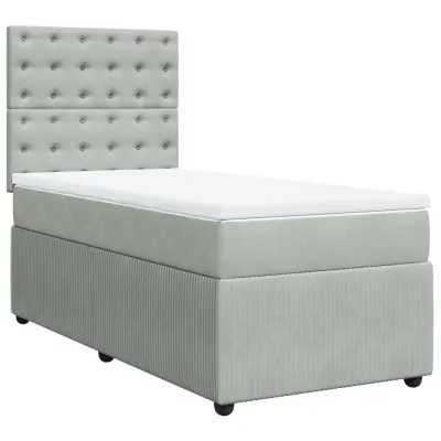 vidaXL Box spring postelja z vzmetnico svetlo siva 80x200 cm žamet