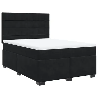 vidaXL Box spring postelja z vzmetnico črna 140x200 cm žamet