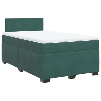 vidaXL Box spring postelja z vzmetnico temno zelen 120x190 cm žamet