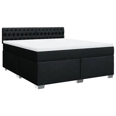 vidaXL Box spring postelja z vzmetnico črna 180x200 cm blago